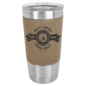 Polar Camel 20 oz. Light Brown Laserable Leatherette Tumbler with Clear Lid