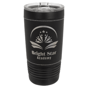 Polar Camel 20 oz. Black with Leatherette Tumbler with Slider Lid